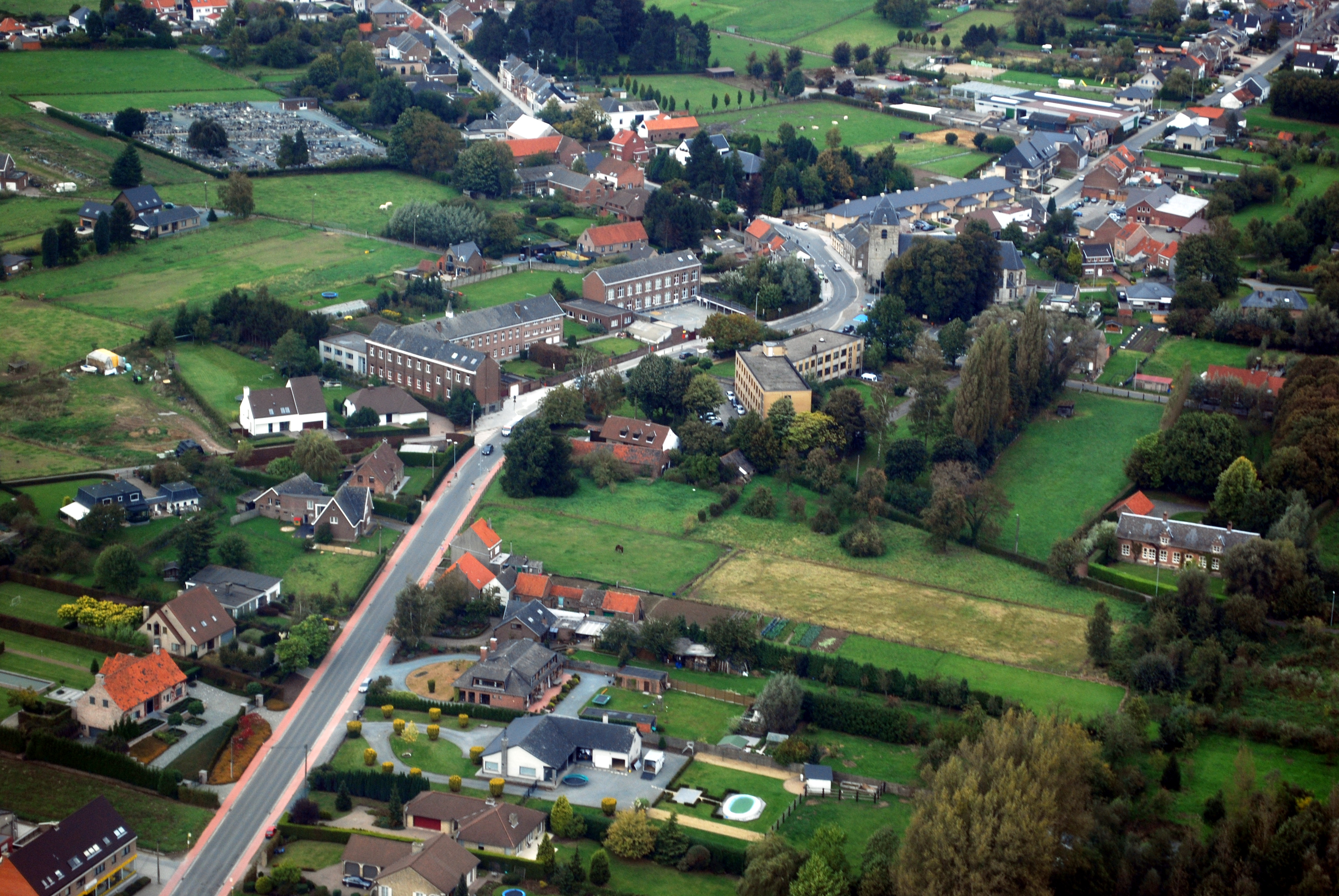 Centre of Hekelgem, Belgium (aerial view)