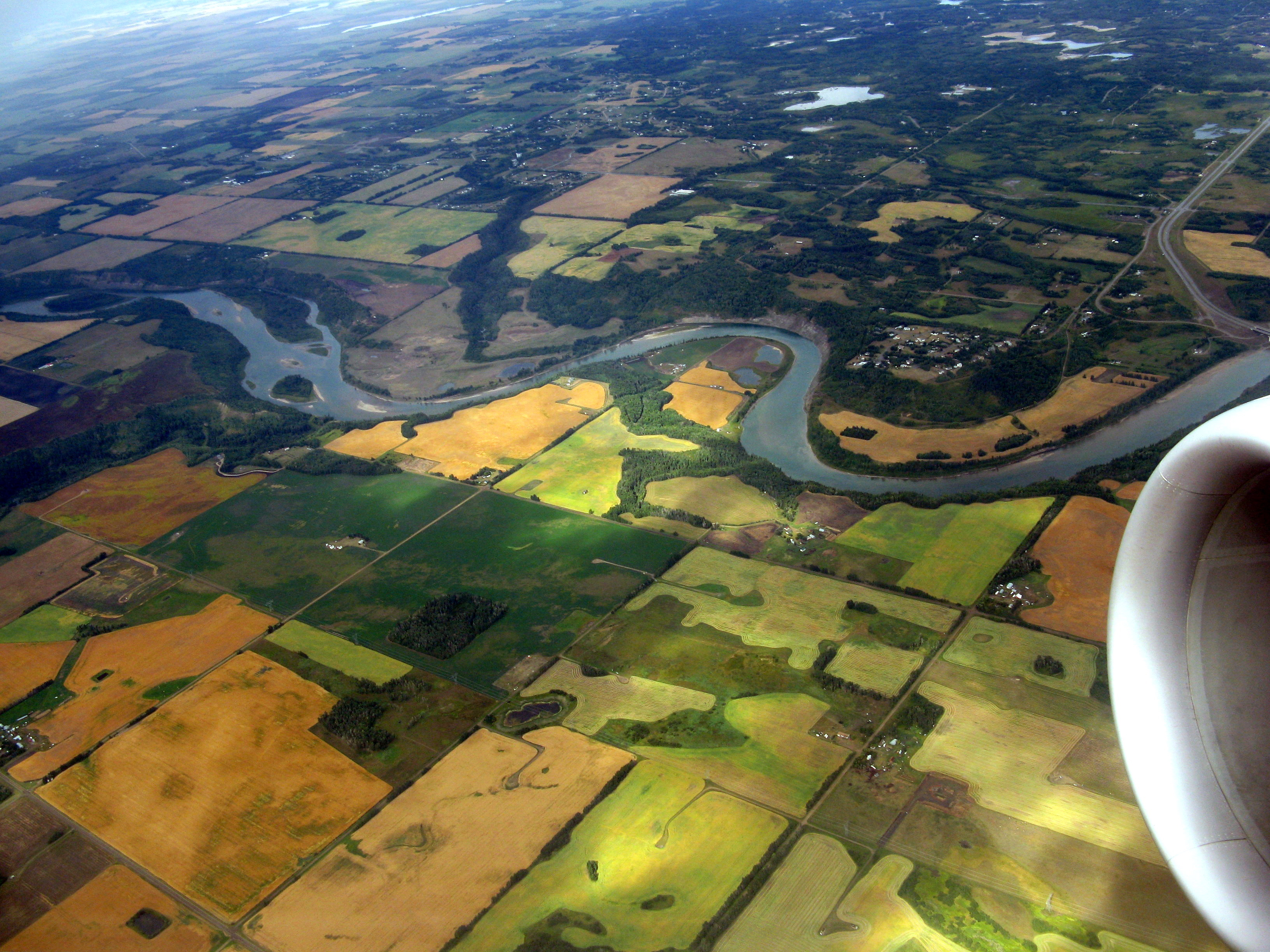 Flying over a branch of the Saskatchewan River in Alberta