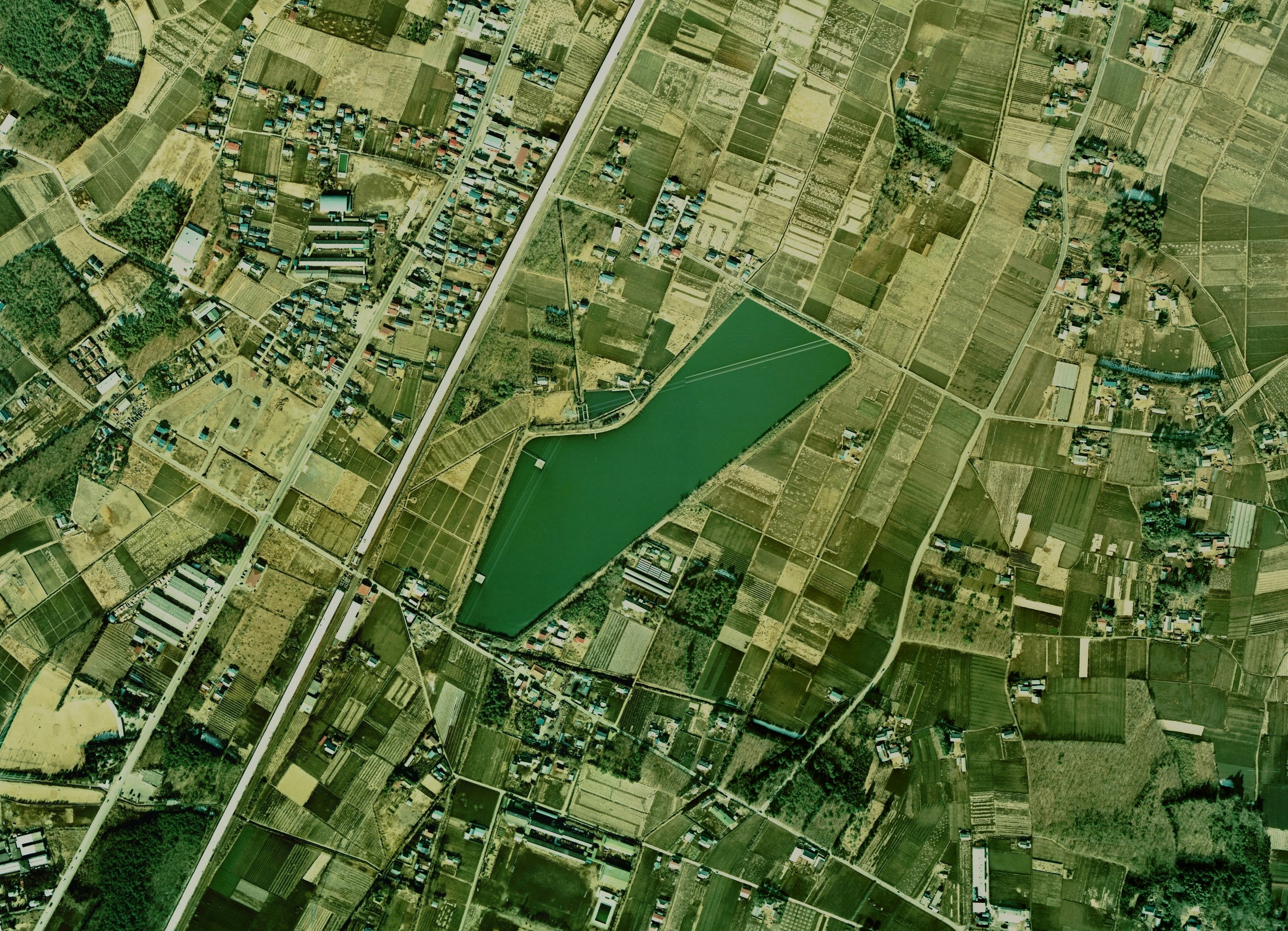 O-numa water reservoir in Oyama-city Aerial photograph.1974
