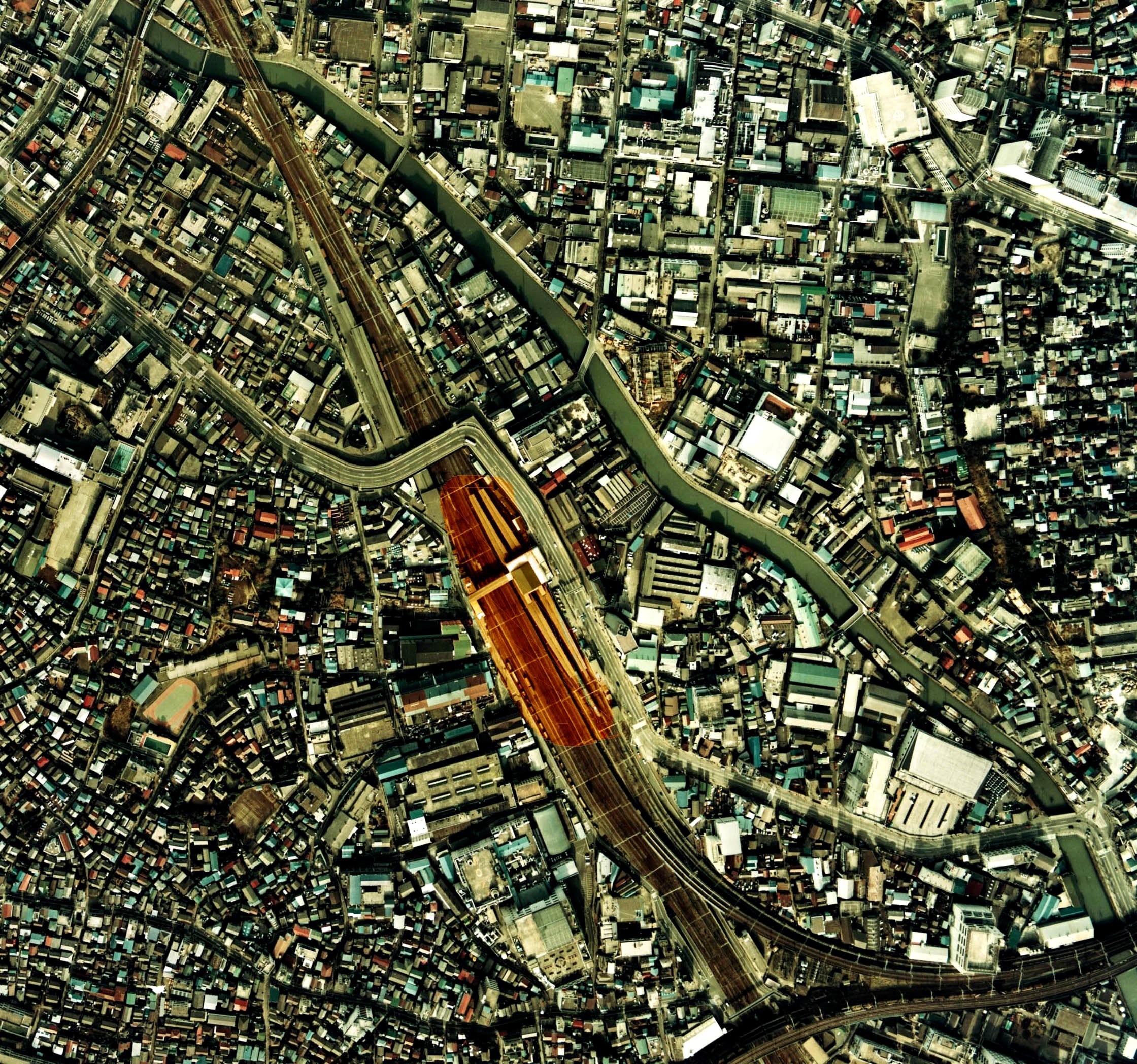 Ohsaki station 1974 aerial
