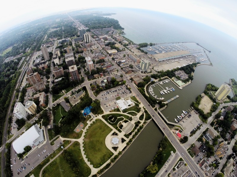 Aerial picture of Port Credit in Mississauga