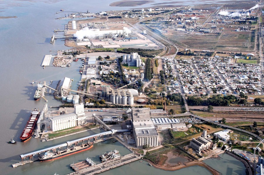 Aerial view of Bahia Blanca, an Argentinian harbour
