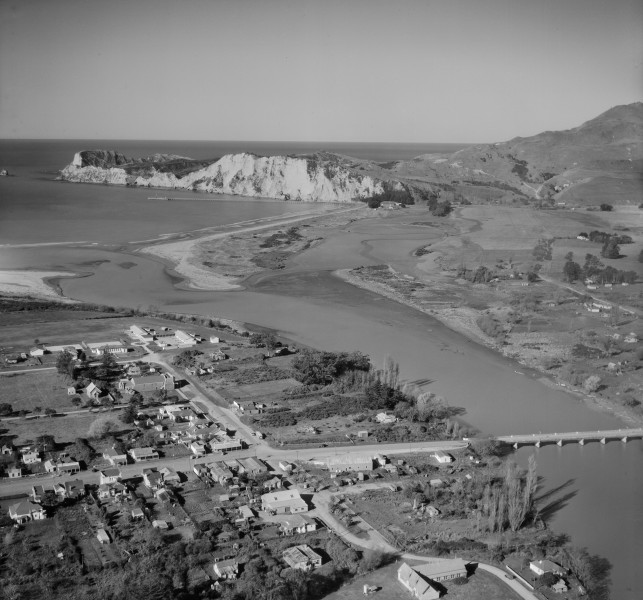 Aerial view of Tolaga Bay by Whites Aviation, 1958