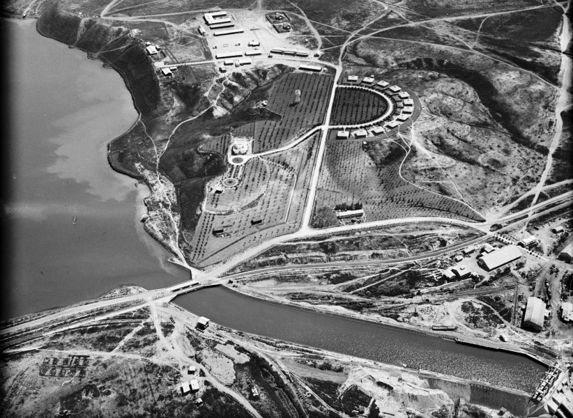 Air views of Palestine Electric Corporation Establishment (P.E.C.) The Rutenberg Hydro-Electric Works. 1931 Oct. matpc.15827