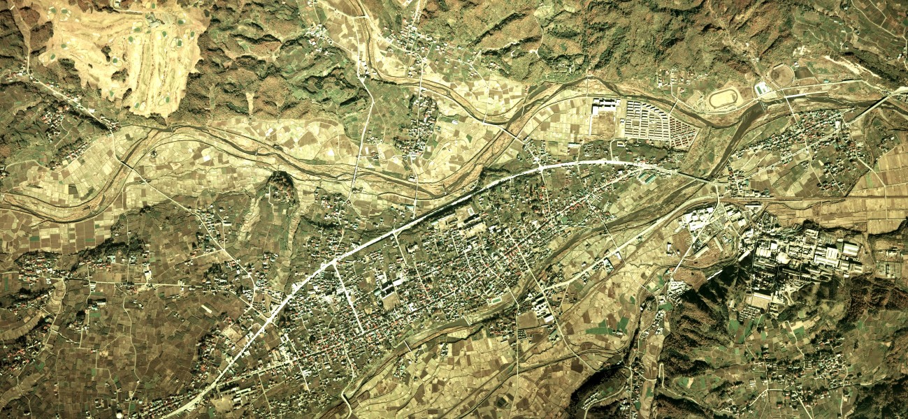 Annaka city center area Aerial photograph.1975