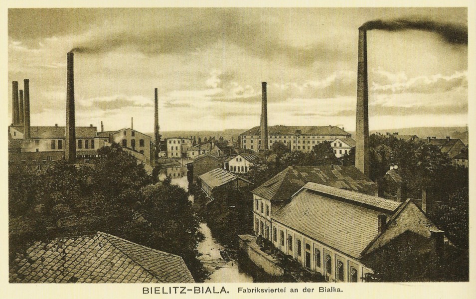 Bielsko-Biała, północna dzielnica przemysłowa 1915