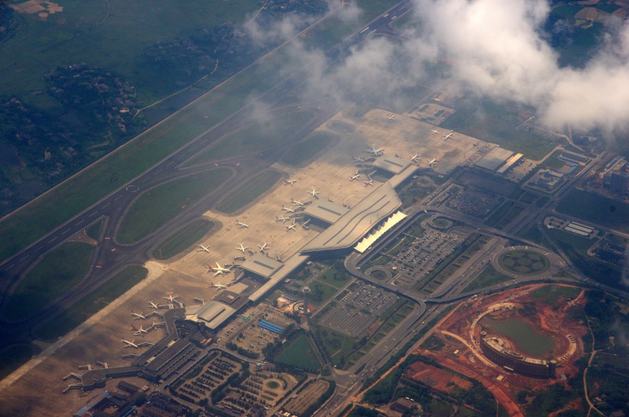 Changsha Huanghua International Airport aerial view of terminal buildings