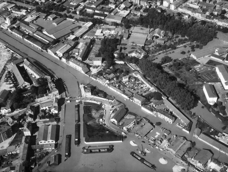 Dijon60, crue de l'Ouche et inondations fin septembre 1965, inondation du port du canal et du quai Nicolas Rollin
