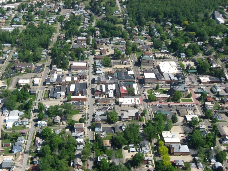 Downtown Millersburg, Ohio, from the air