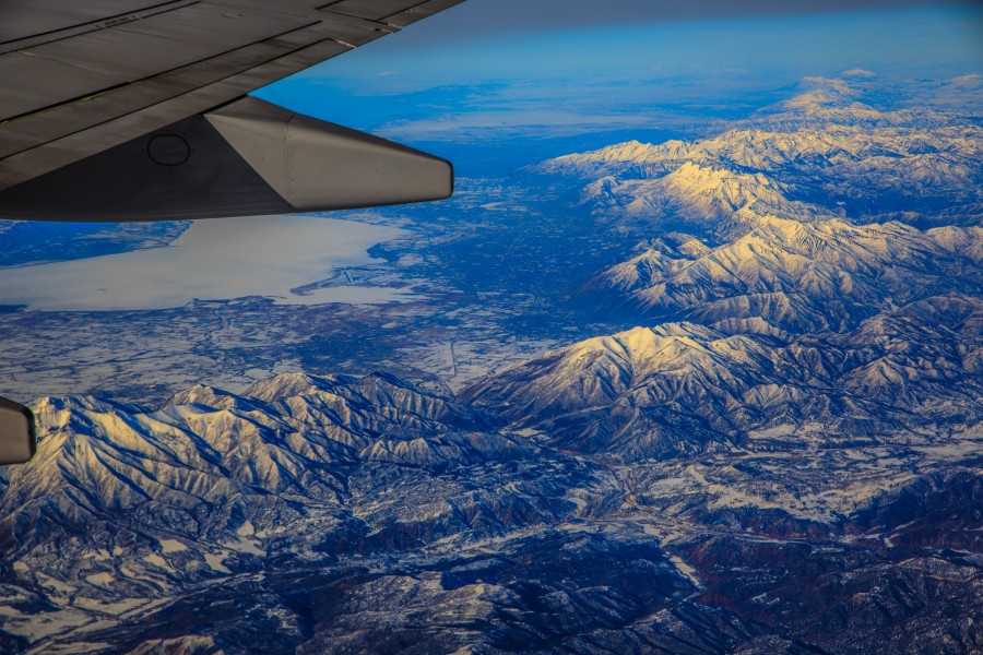 From the air - Miami - Chicago - San Francisco - Vancouver - the Wasatch Mtns and Utah Lake at the left (12260358806)