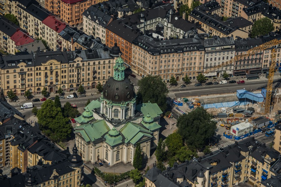 Gustav Vasa kyrka från luften