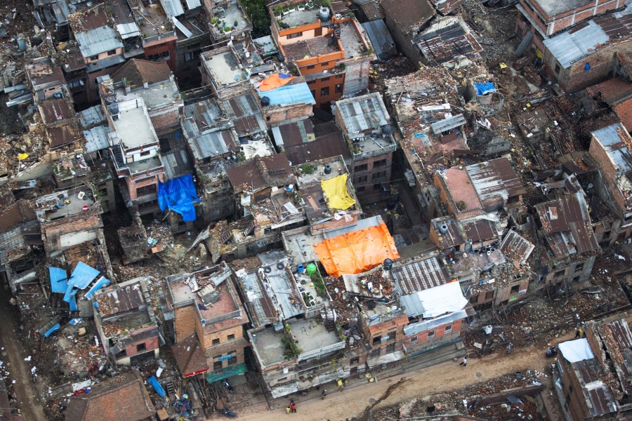 Hires 150508-M-WN441-131A An aerial image of damages after earthquake in Nepal