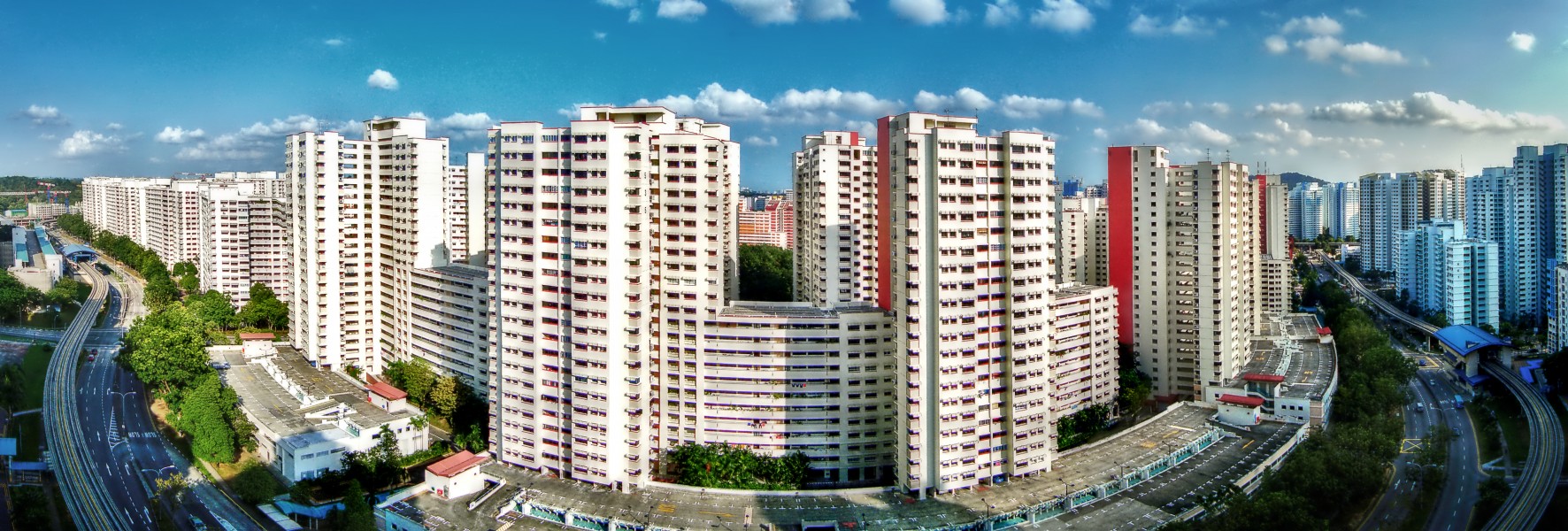 Housing and Development Board flats in Bukit Panjang, Singapore - 20130131 (single-row panorama)