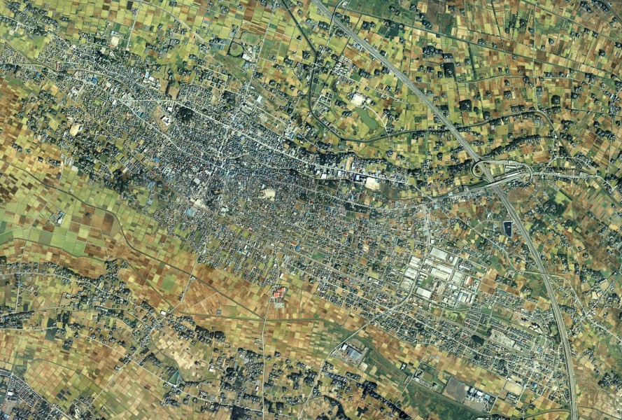 Kazo city center area Aerial photograph.1990