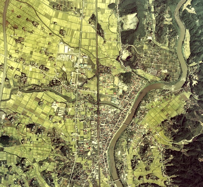 Motomiya city center area Aerial photograph.1975