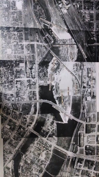 Photo of St Anthony Falls and surrounding area in April of 1936