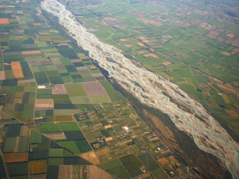 Rakaia River NZ aerial closer
