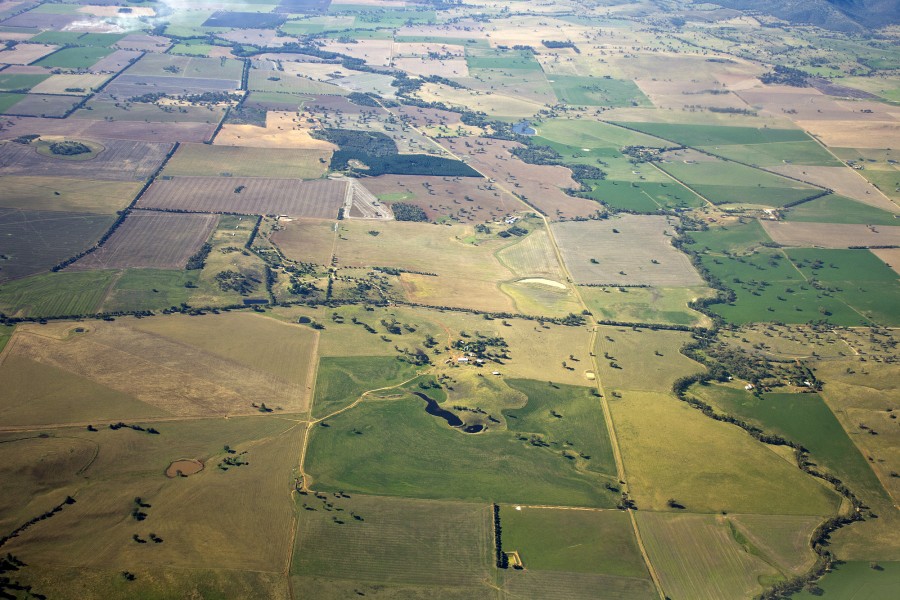 Rural landscape of Wantabadgery near Mundarlo from the air