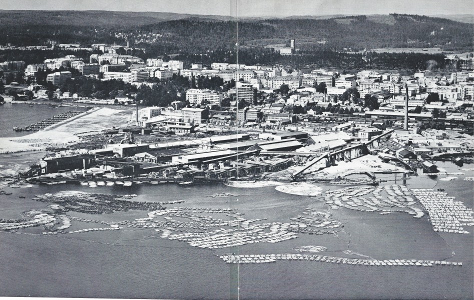 Schauman plywood factory from air pre-1965
