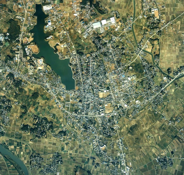 Shimotsuma city center area Aerial photograph.1990