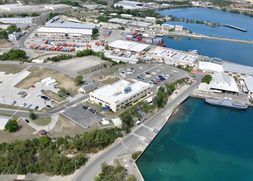 US Navy 100506-N-8241M-191 An aerial view of Bulkeley Hall at Naval Station Guantanamo Bay, Cuba. Bulkeley Hall is the naval station headquarters and administration building