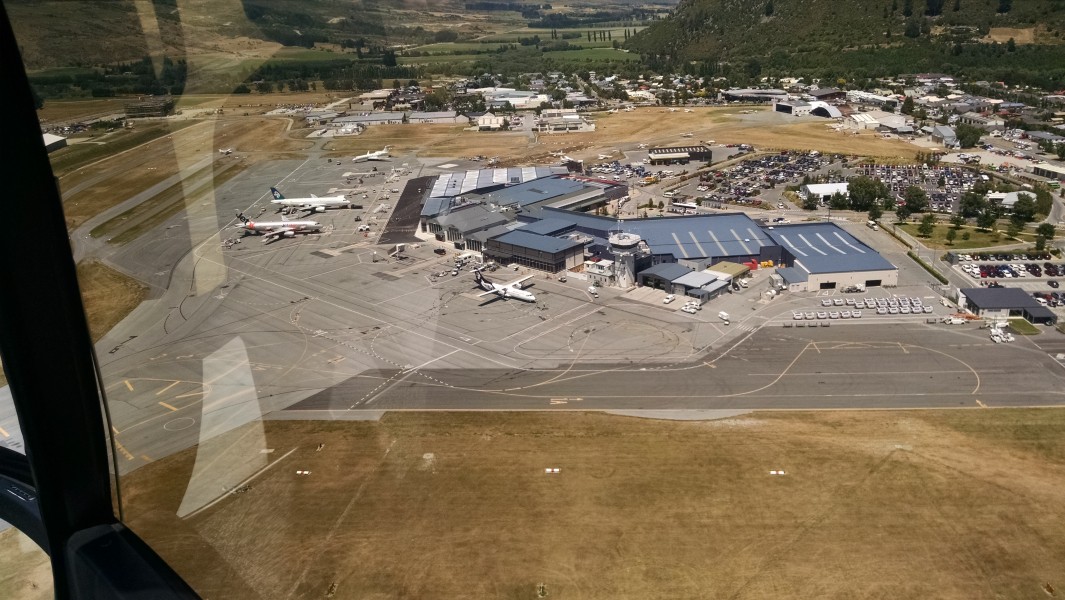 View of planes at Queenstown Airport from ZK-IDN 02