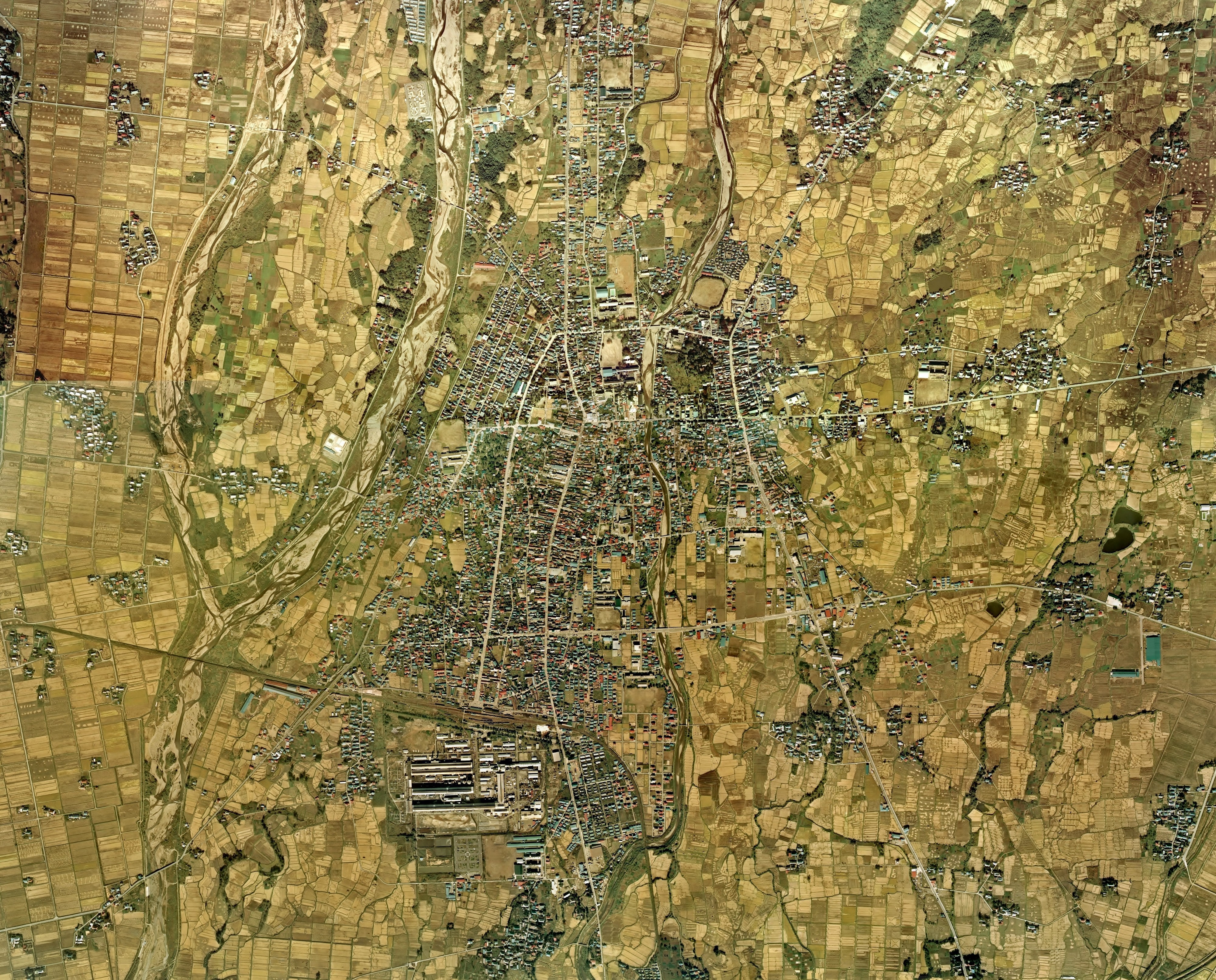 Kitakata city center area Aerial photograph.1976
