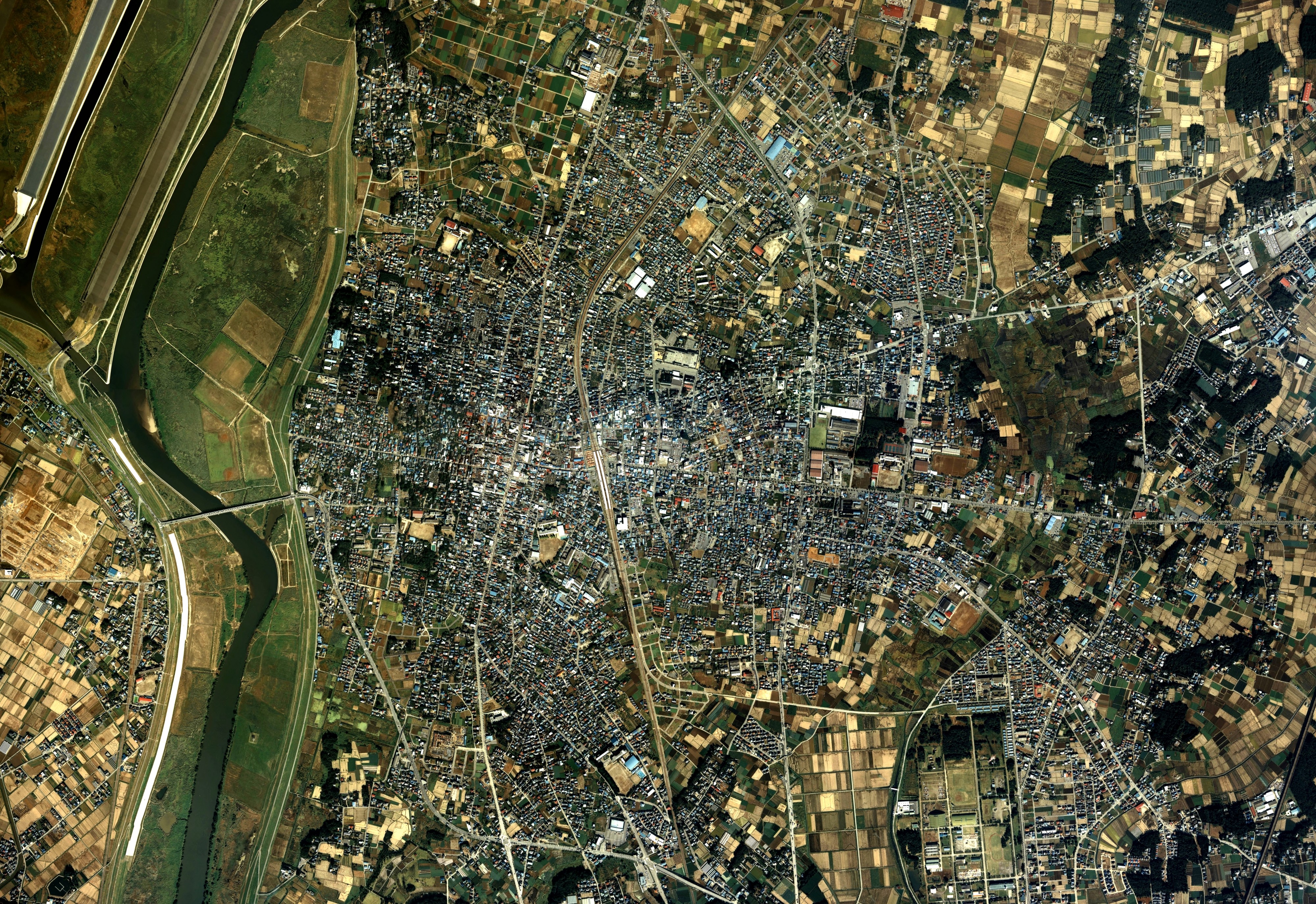 Koga, Ibaraki city center area Aerial photograph.1986