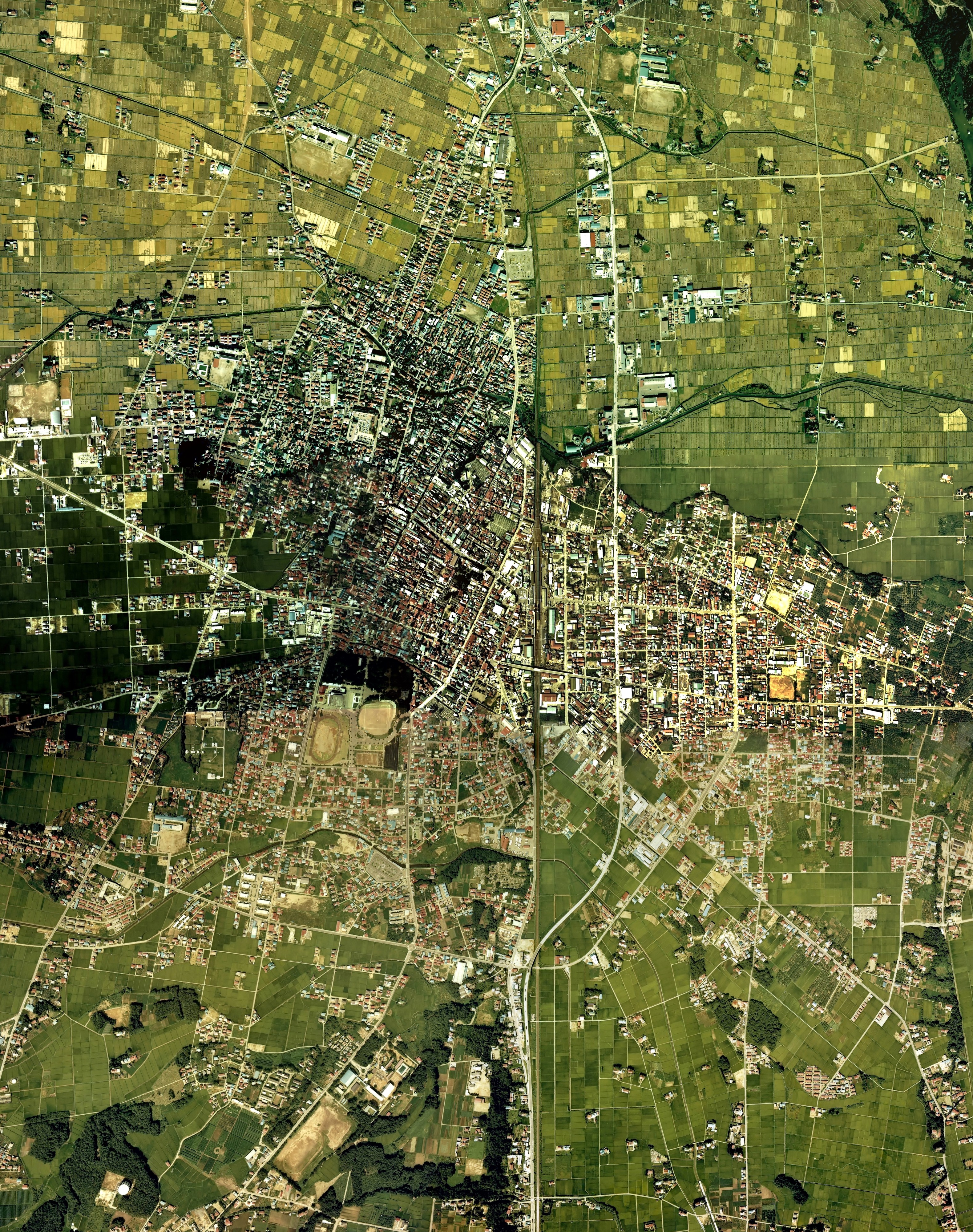 Mizusawa district Oshu city center area Aerial photograph.1976