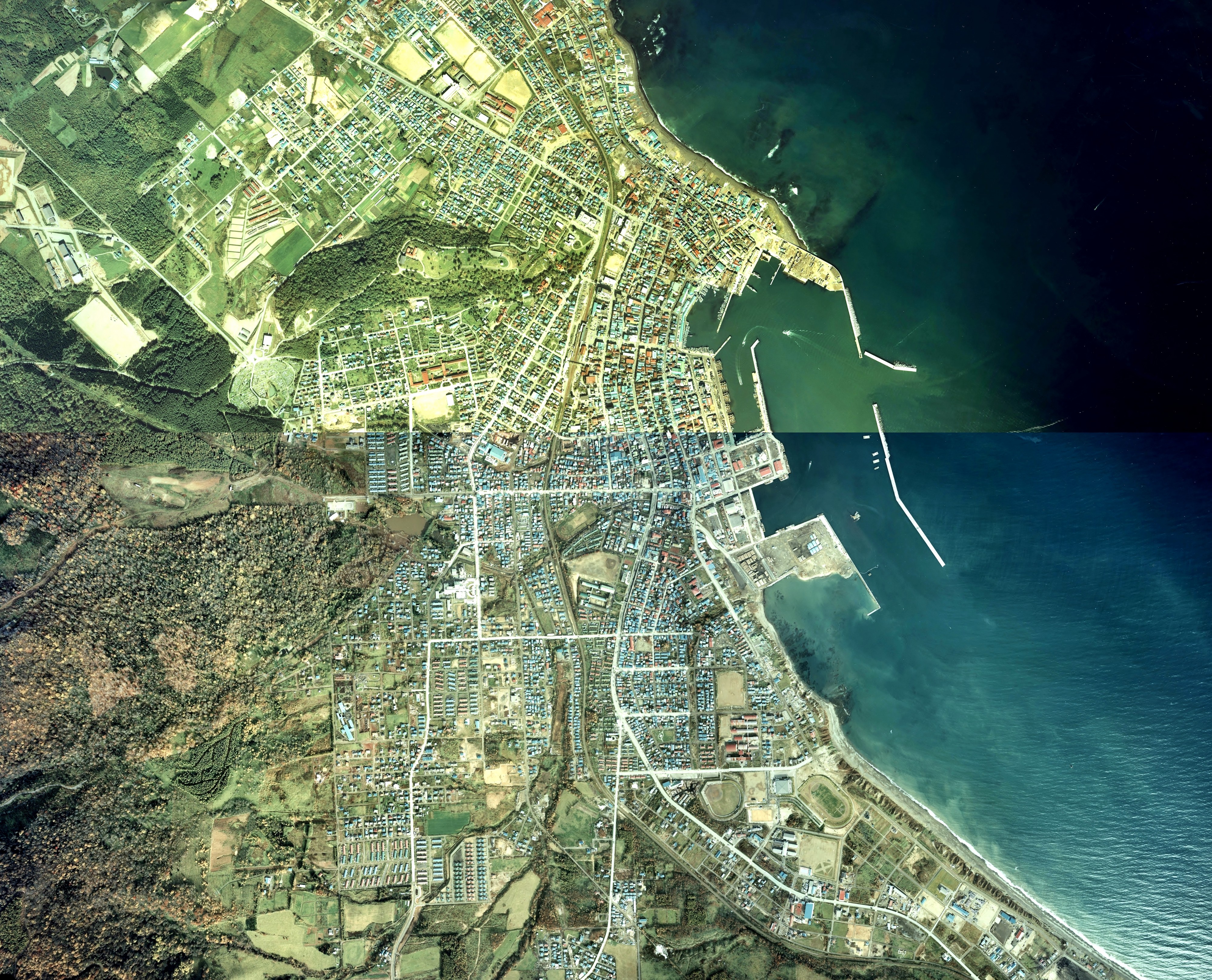 Monbetsu city center area Aerial photograph.1978