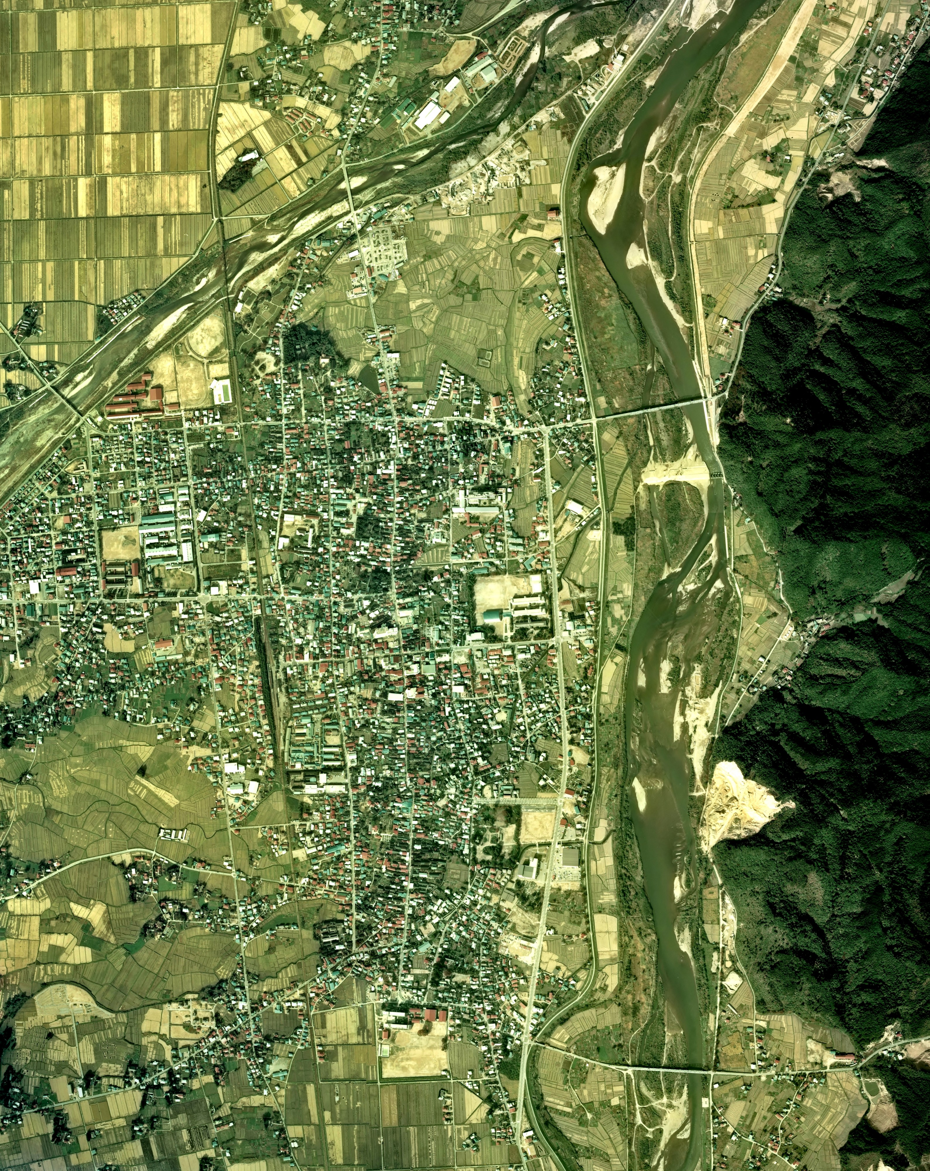 Nagai city center area Aerial photograph.1976