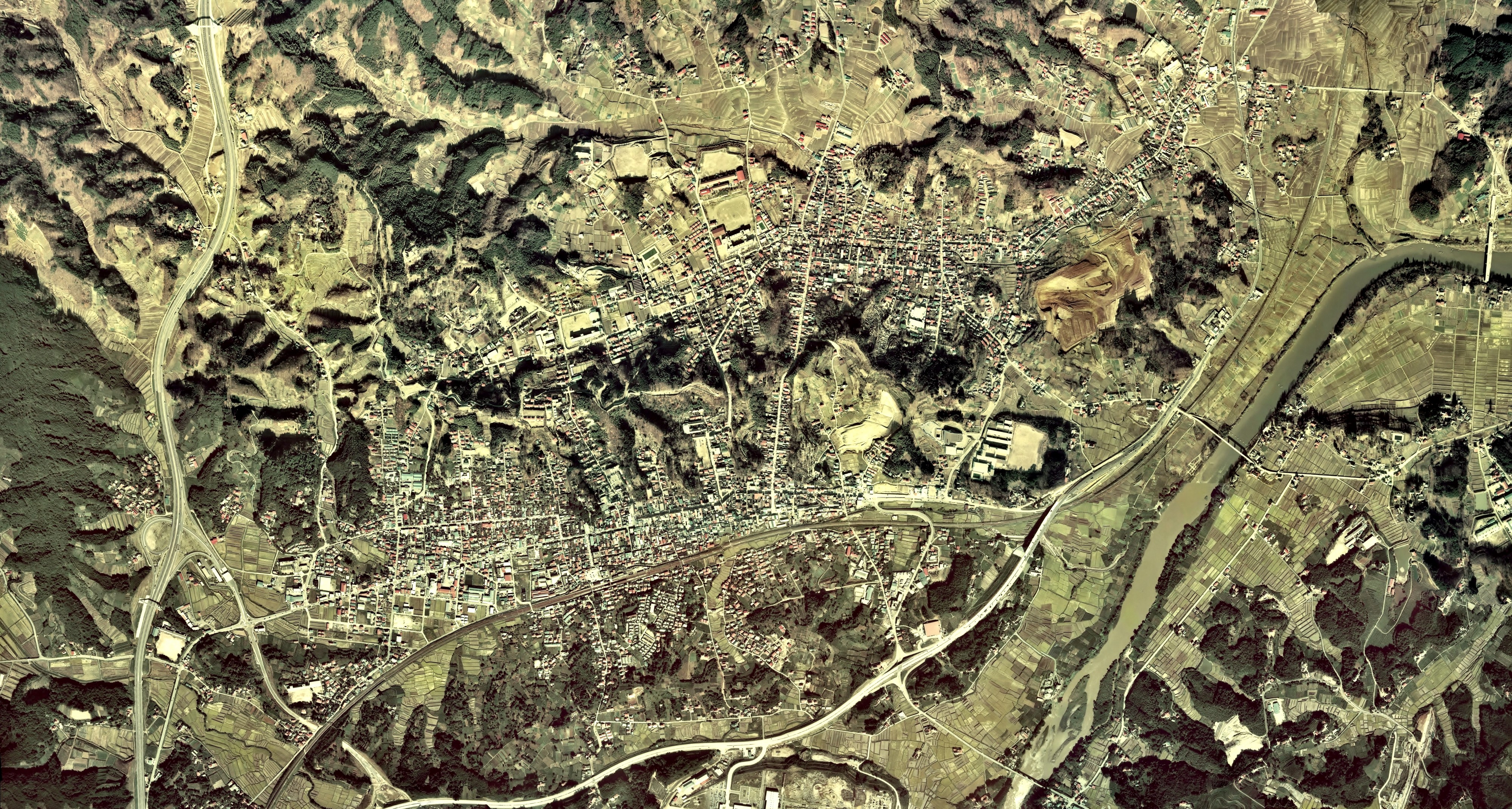 Nihonmatsu city center area Aerial photograph.1975
