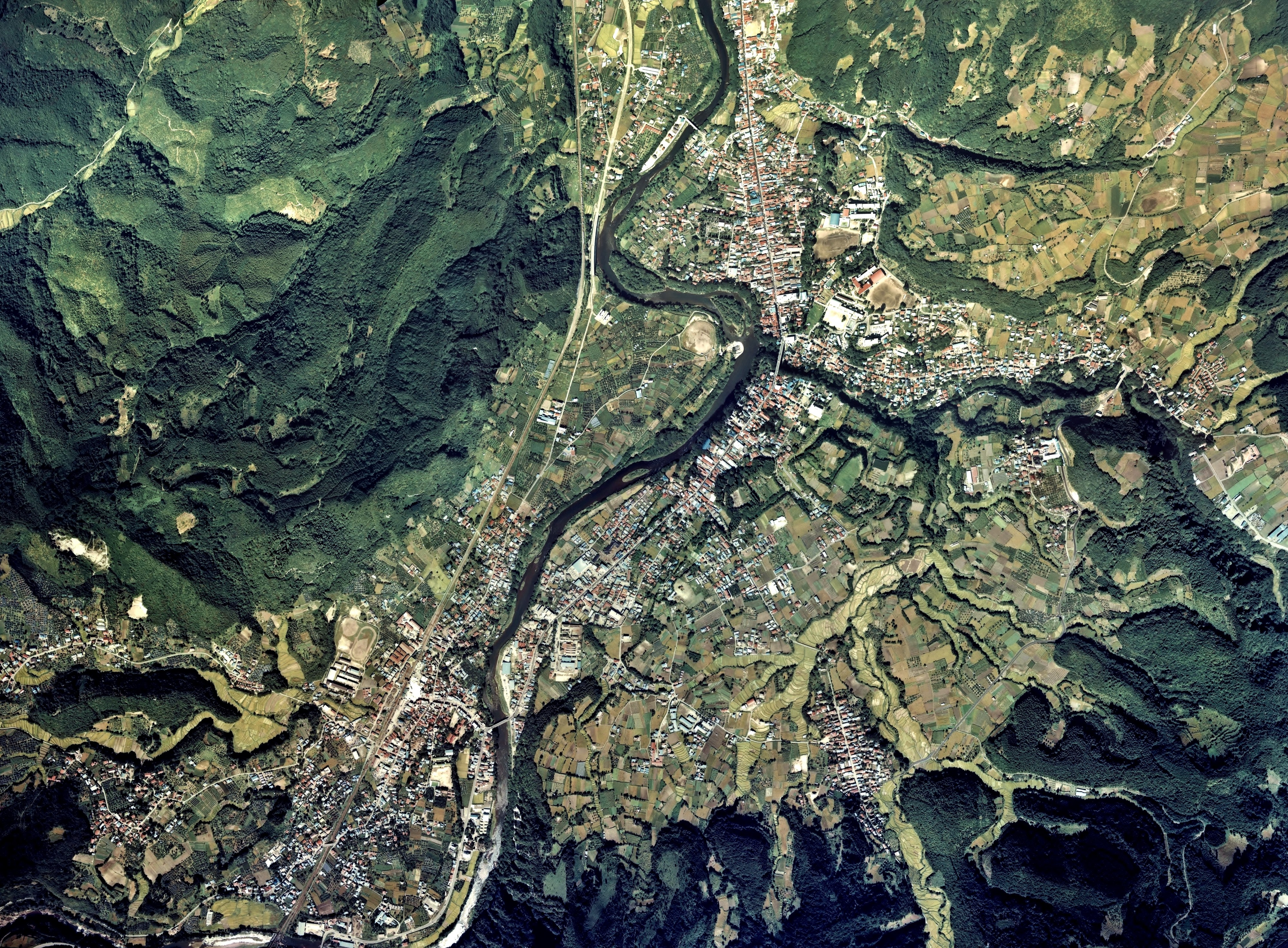 Ninohe city center area Aerial photograph.1977