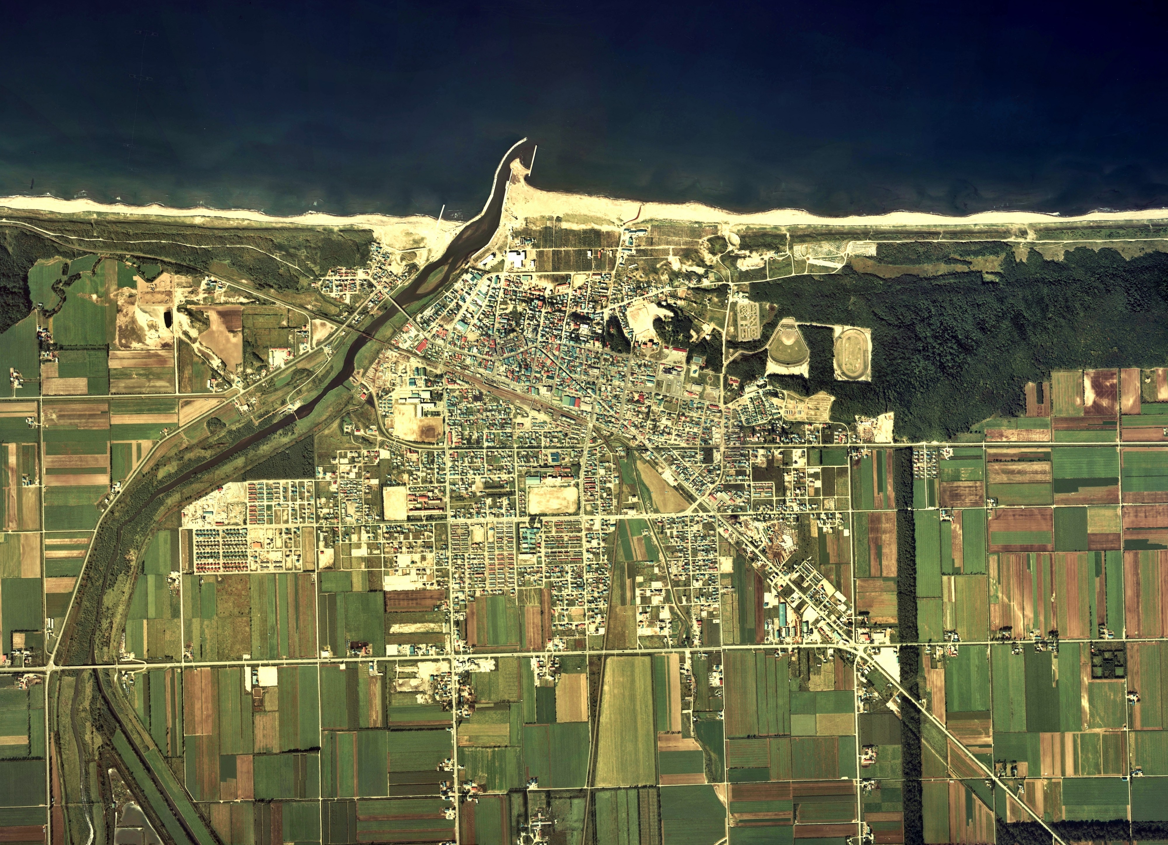 Shari town center area Aerial photograph.1977