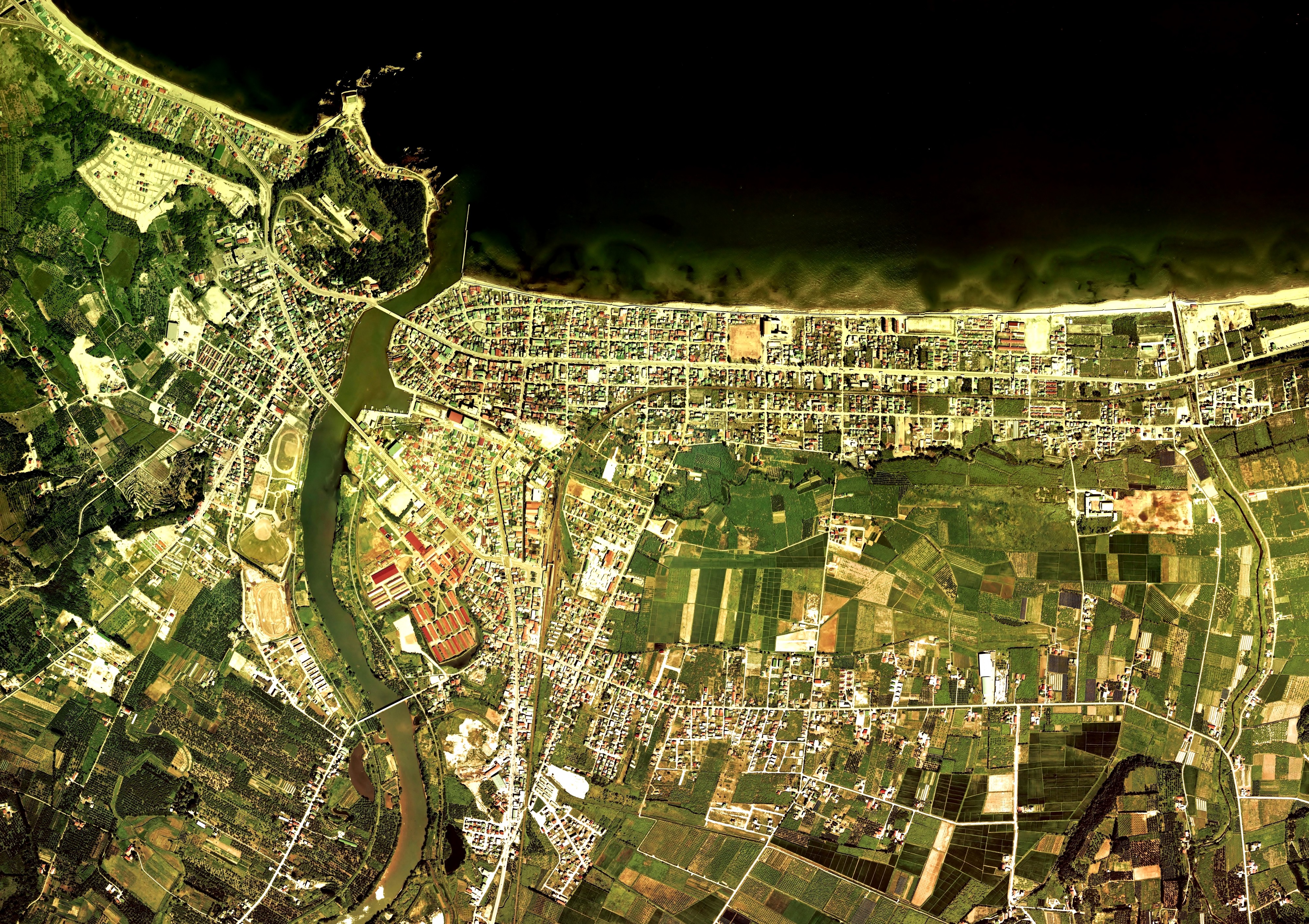 Yoichi town center area Aerial photograph.1976