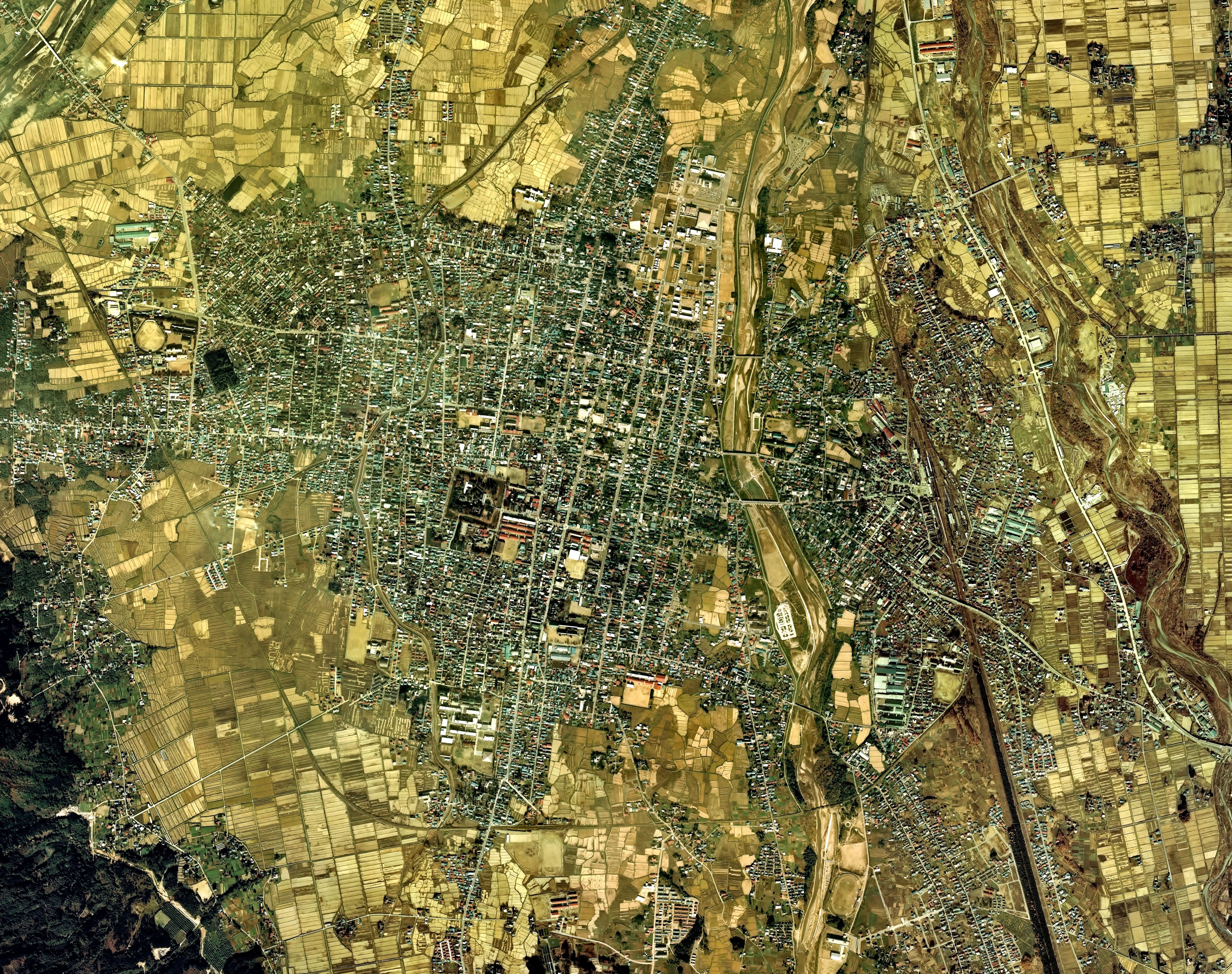 Yonezawa city center area Aerial photograph.1976