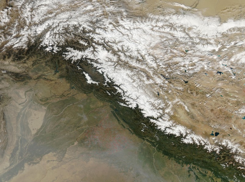 Aerial view of North India, Agriculture Fires, October 2010