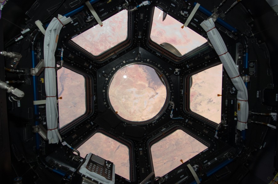 Cupola ISS open shutters cropped banner