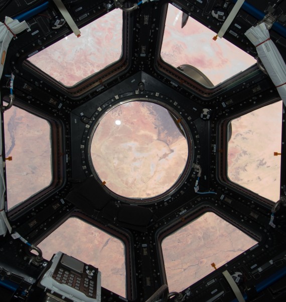 Cupola ISS open shutters middle crop