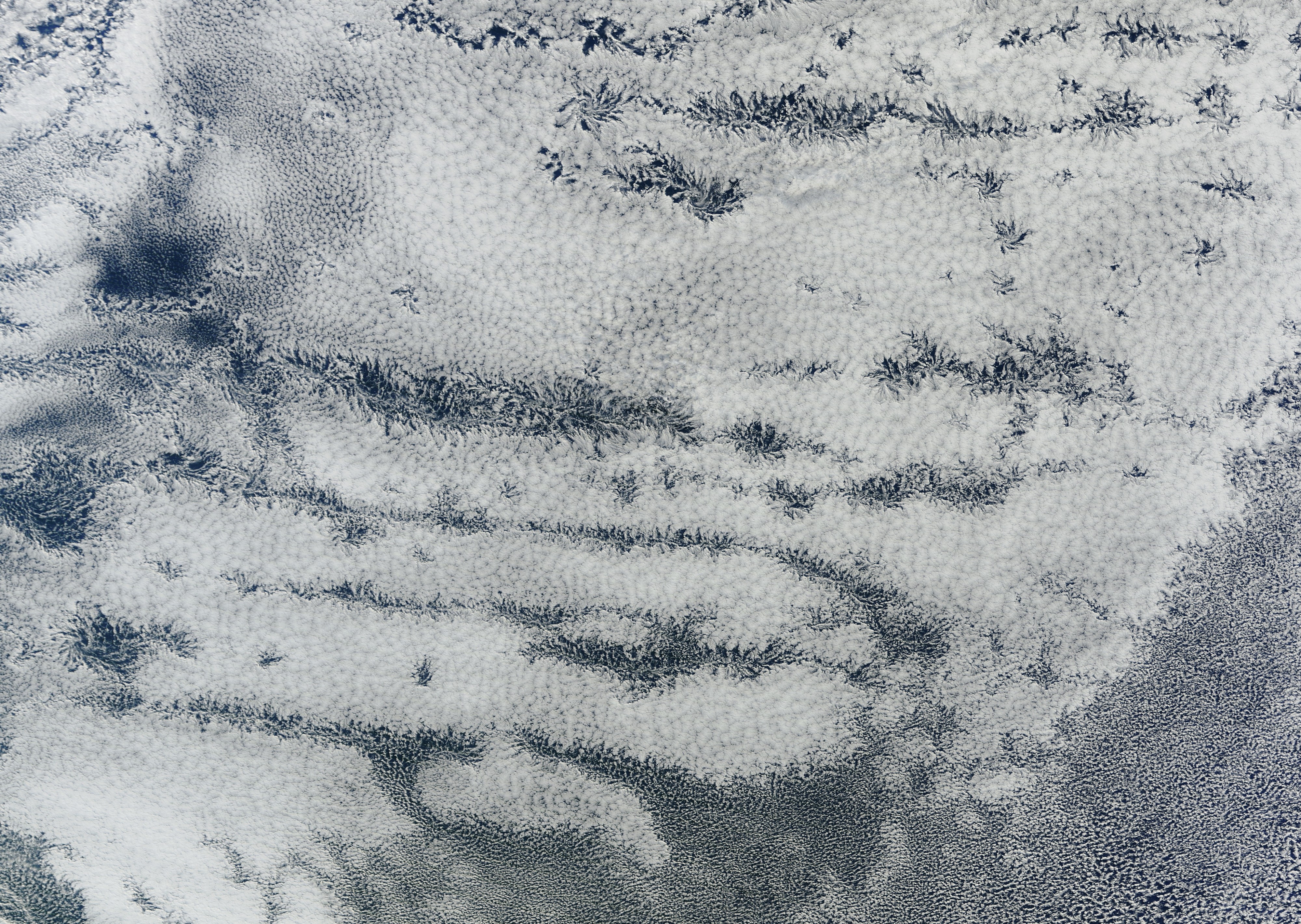 Actinoform clouds seen from Space