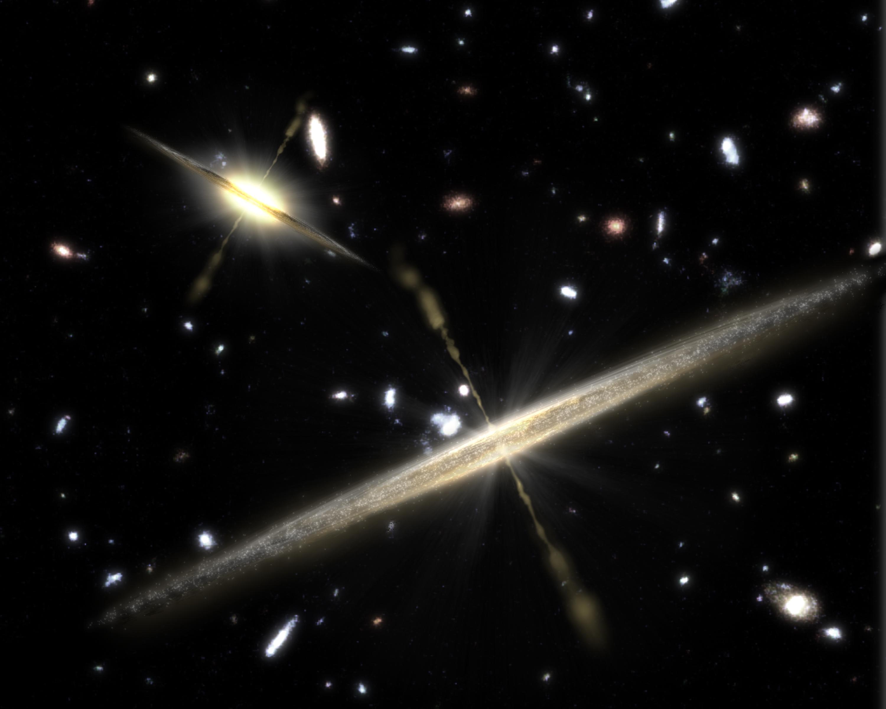 Artist's Concept Illustrating Bulge & No Bulge Spiral Galaxies