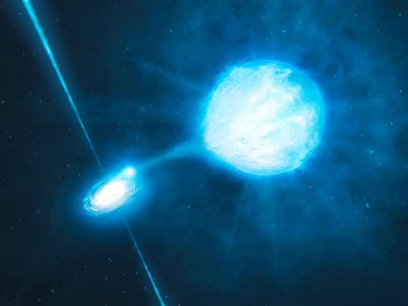 Artist’s impression of the black hole inside NGC 300 X-1 (ESO 1004a)
