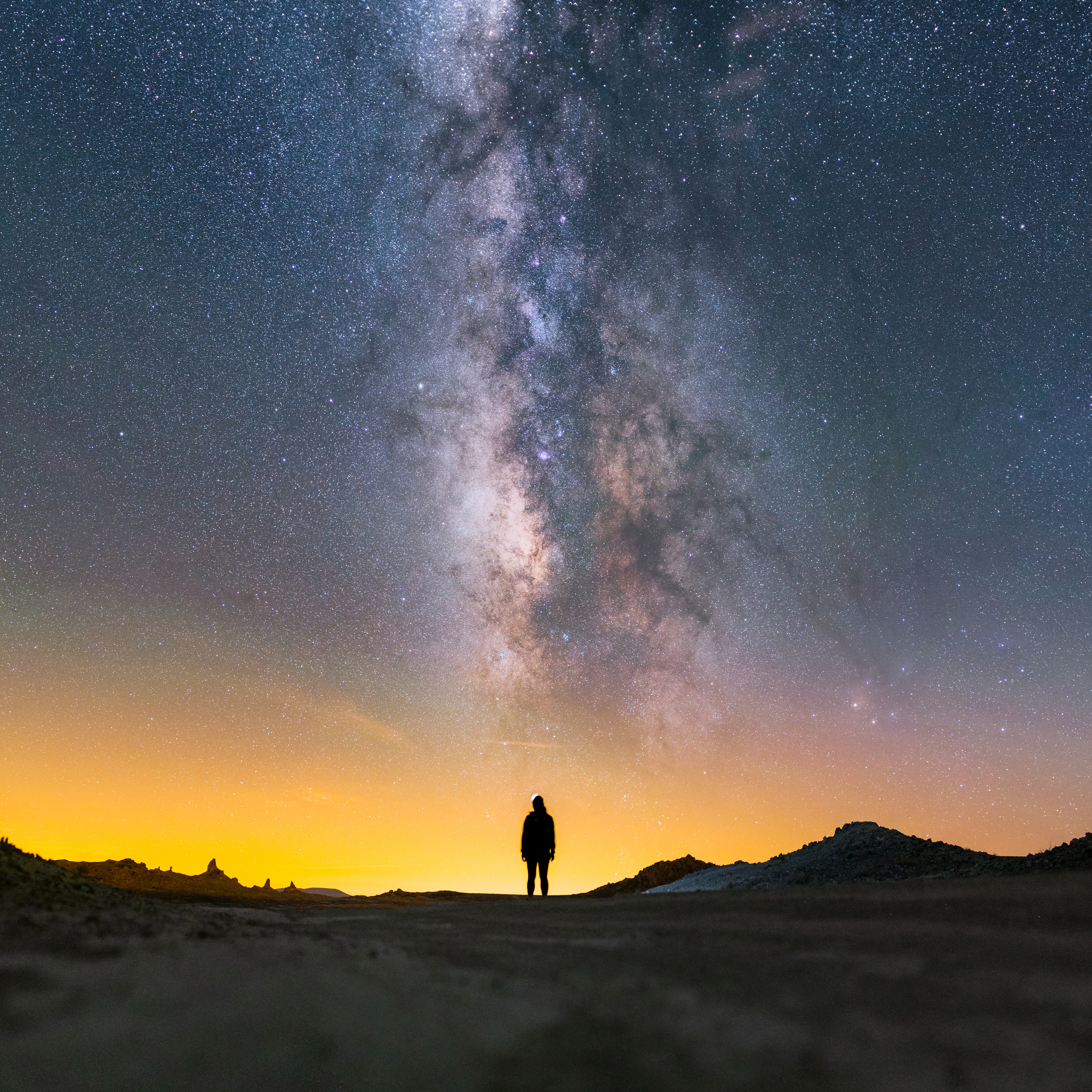 Milky Way lying above a lady's silhouette - Heavens Above Her