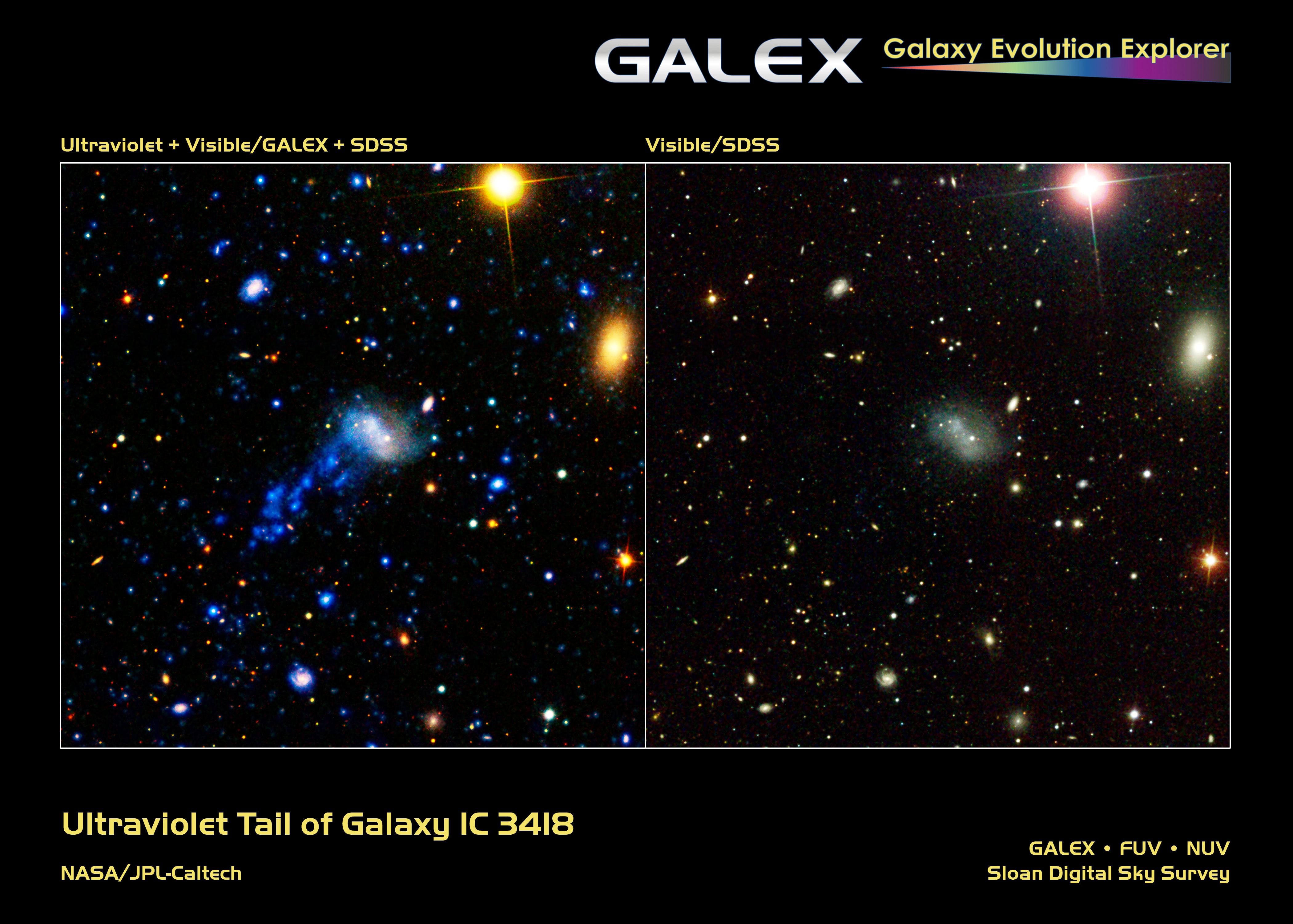 Ultraviolet Tail of Galaxy IC 3418