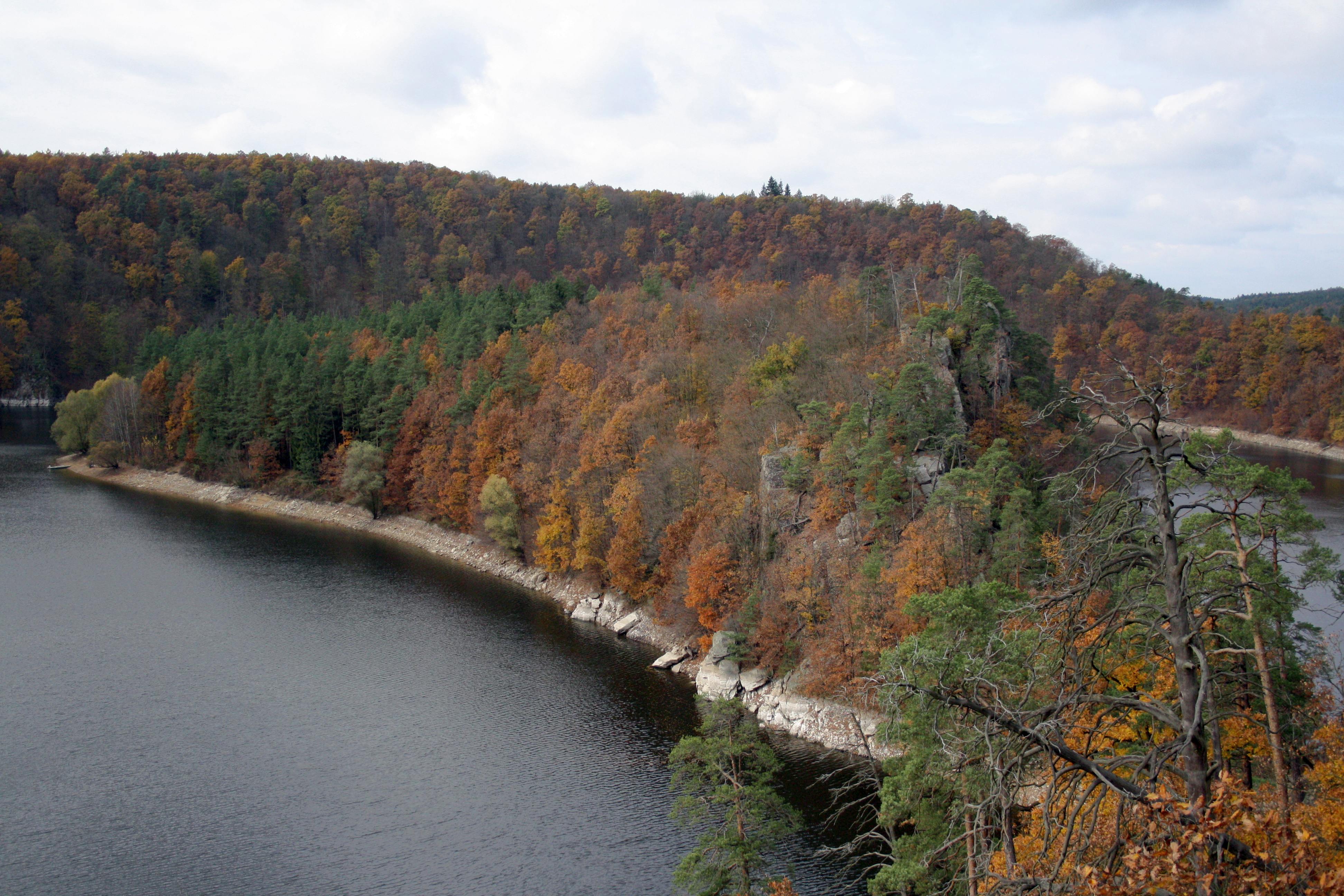 Kozlov island of Dalešice Reservoir in Czech Republic
