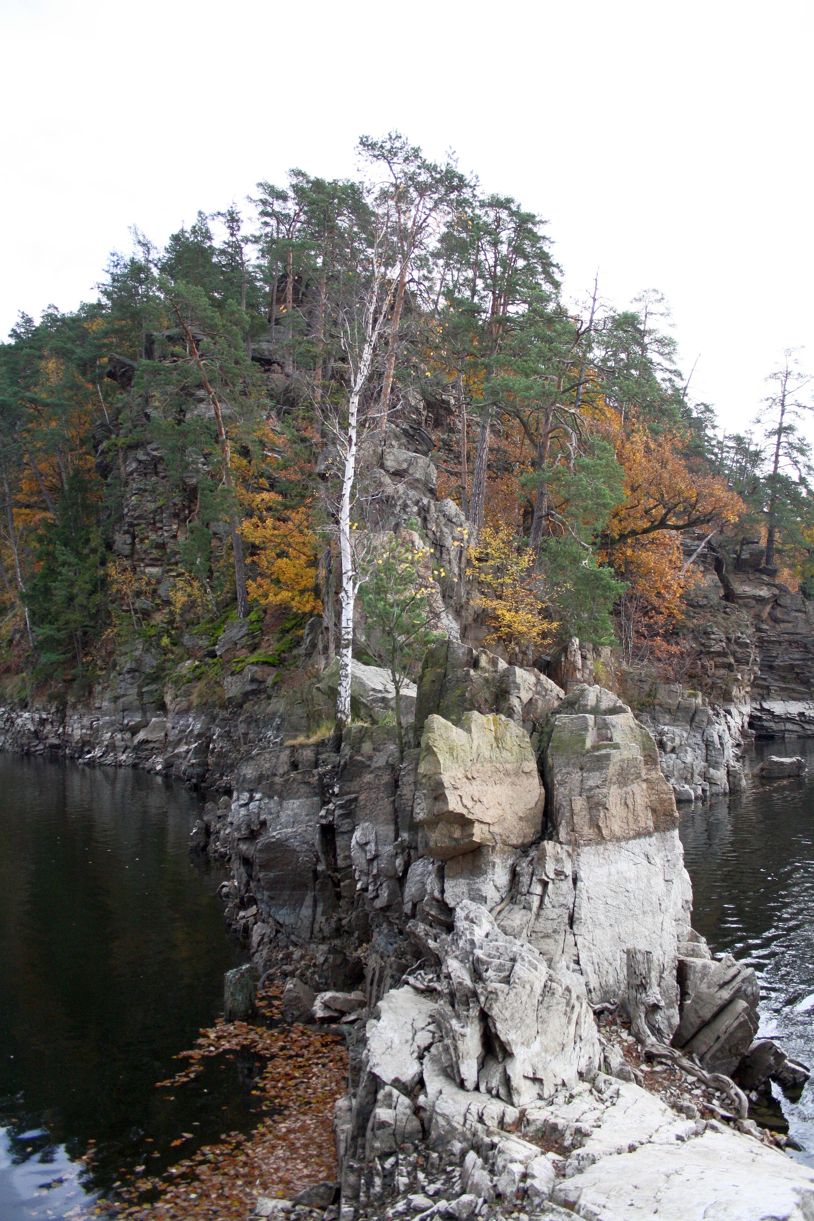 Neck of Kozlov island of Dalešice reservoir