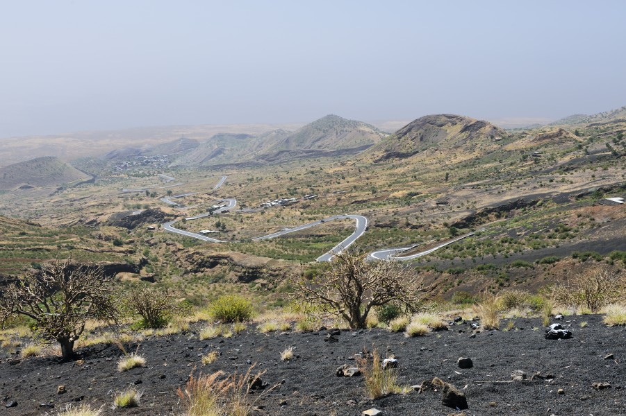Cape Verde Fogo landscape with Pico do Fogo road