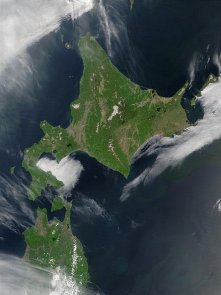 Satellite image of Hokkaido, Japan in May 2001