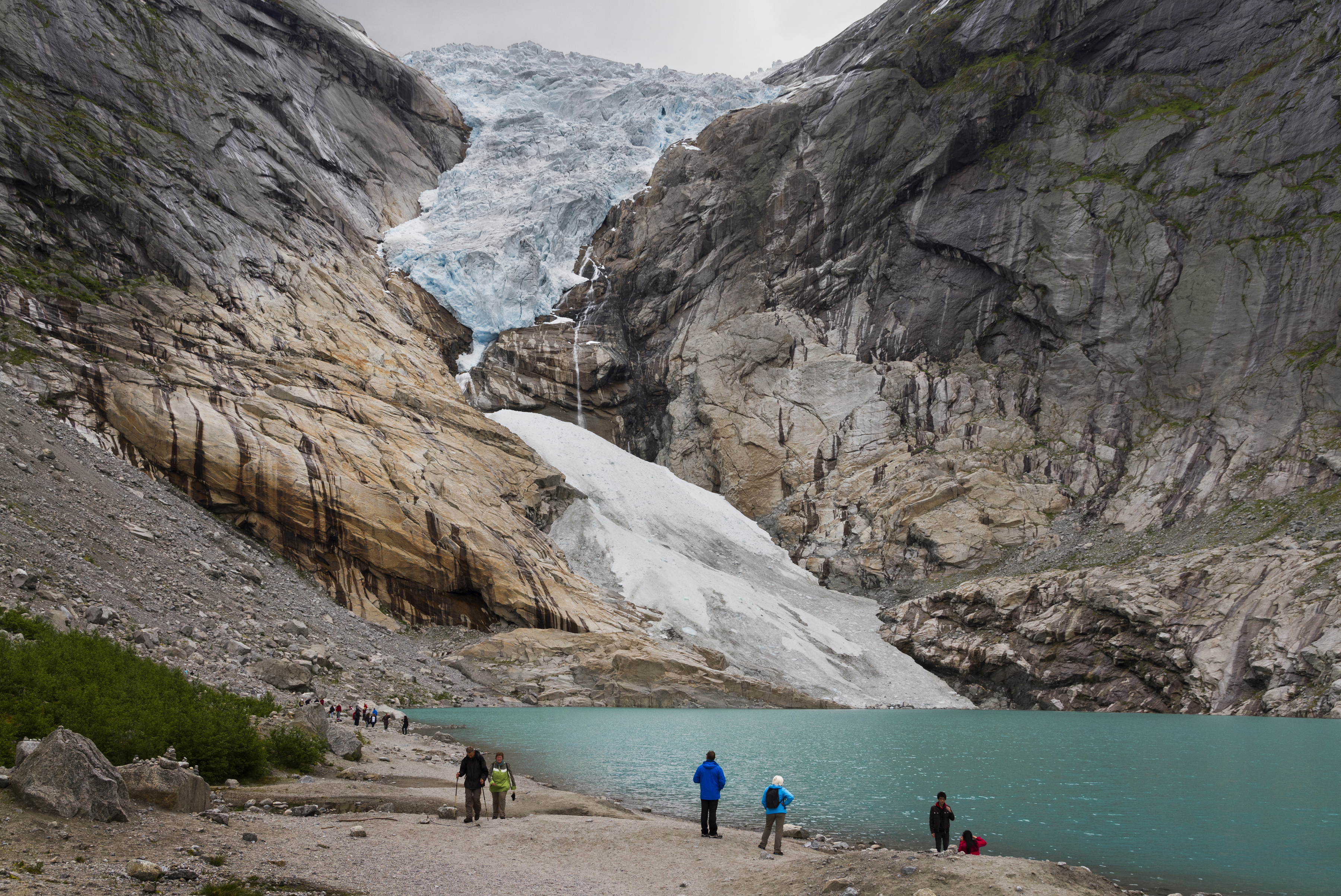 Briksdalsbreen with glacial lake, Sogn og Fjordane, Norway, 2013 June