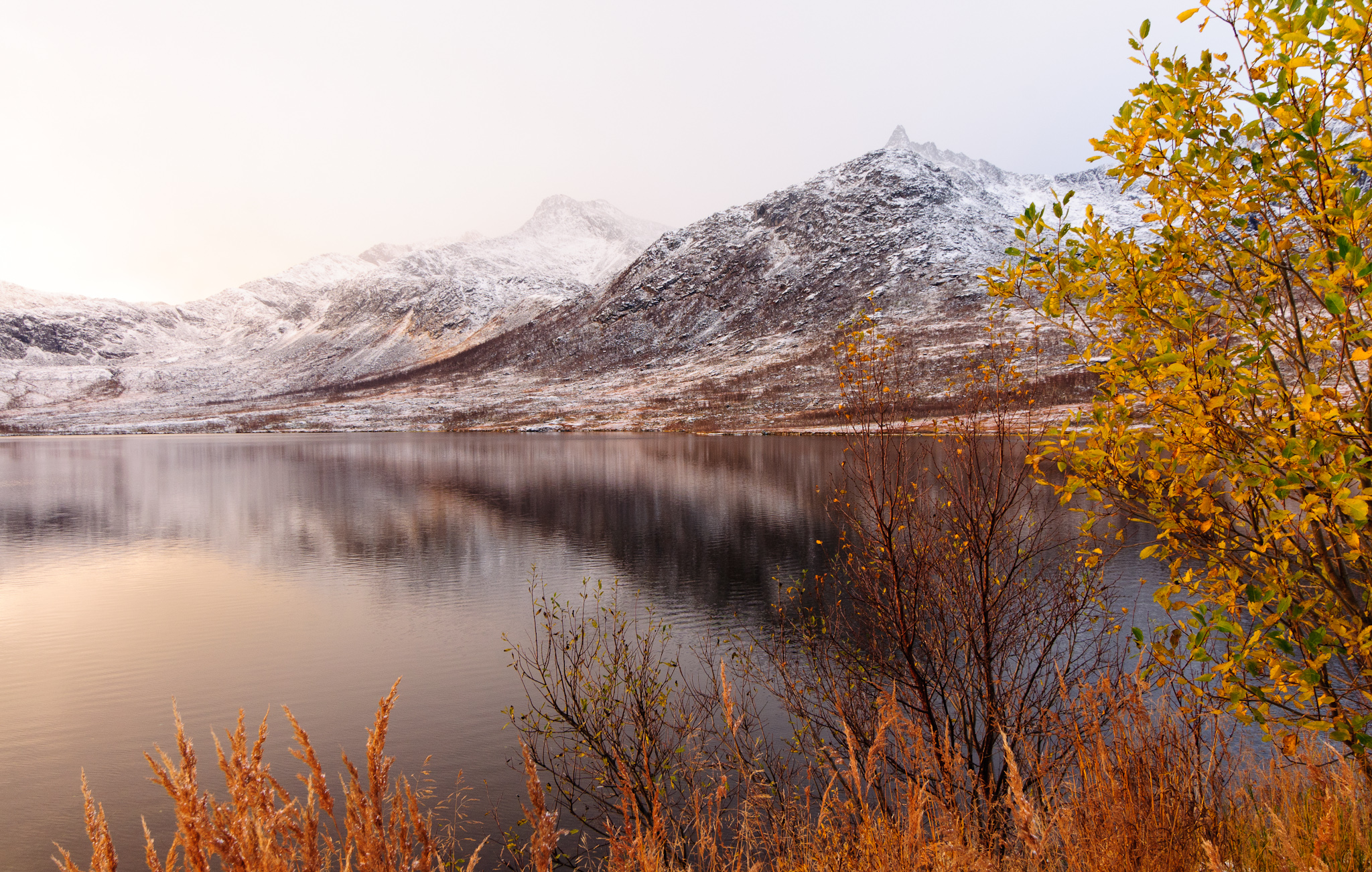 First snow at Kattfjordvatnet